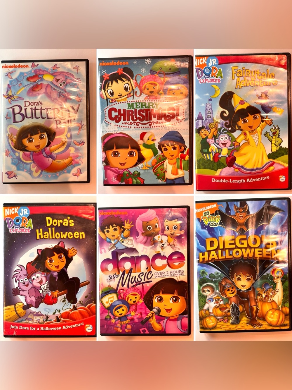 ✨Nickelodeon And Dora & Diego DVD Bundle variety 6 Pc Halloween Christmas Kids💜